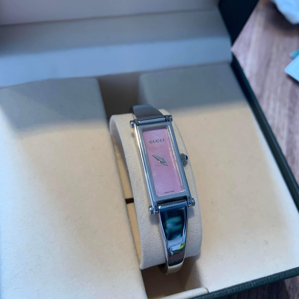 Gucci pink/silver watch